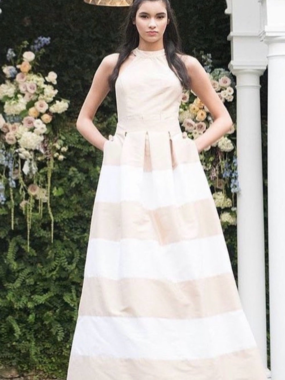 Lulakate size 10 Abby dress with dahlia skirt. Ivory & charcoal